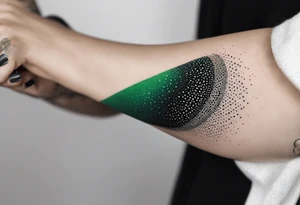 abstract, green and black, covered from wrist to forearm, fully covered, no borders, blackwork tattoo idea