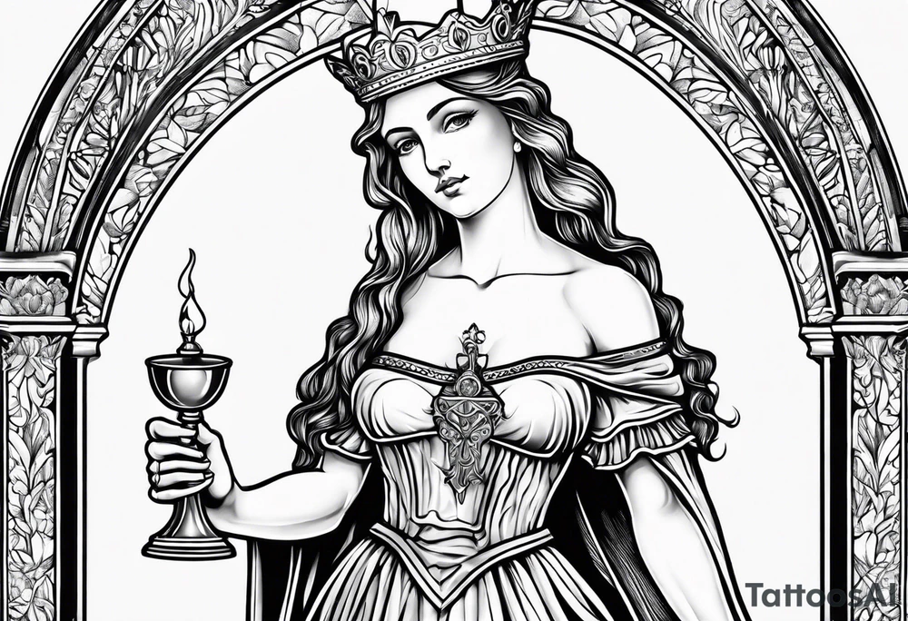 Saint Barbara full body
holding a chalice tattoo idea