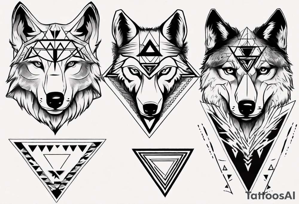 wolf head with triangle on forehead tattoo idea