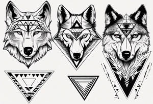 wolf head with triangle on forehead tattoo idea