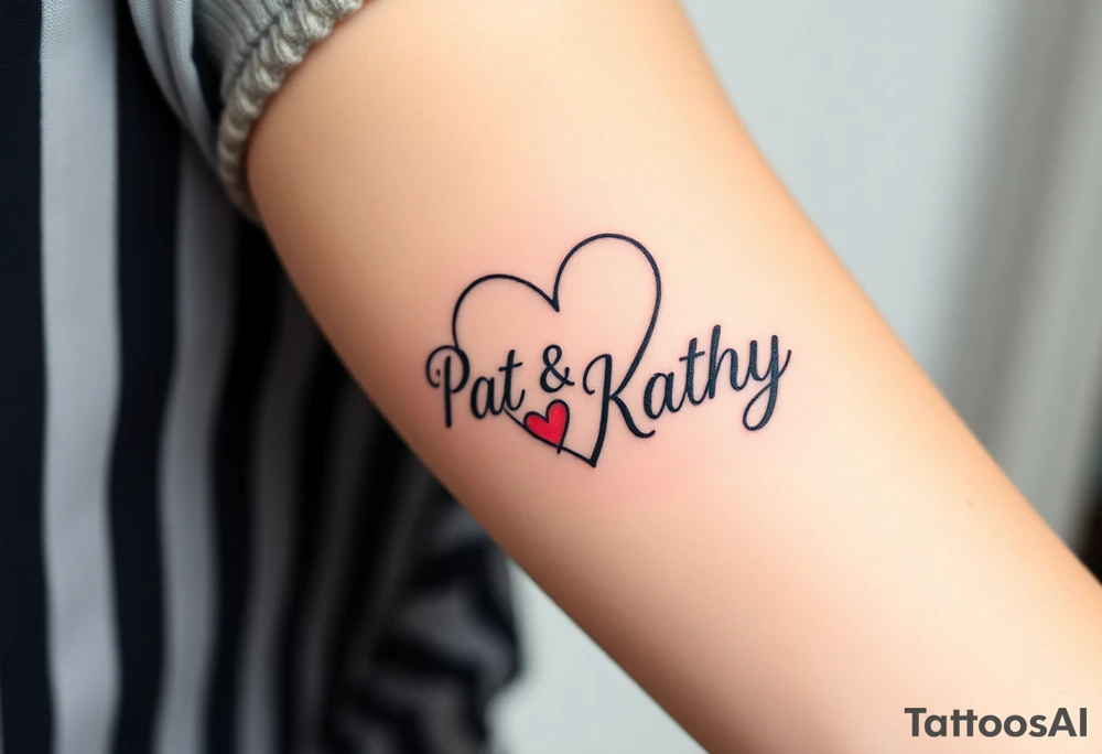 Names pat and Kathy made into a heart tattoo idea
