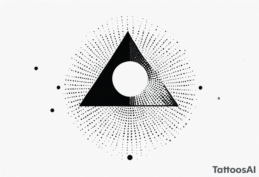 simple sunshine made of black dots with a triangle incorporated somewhere tattoo idea