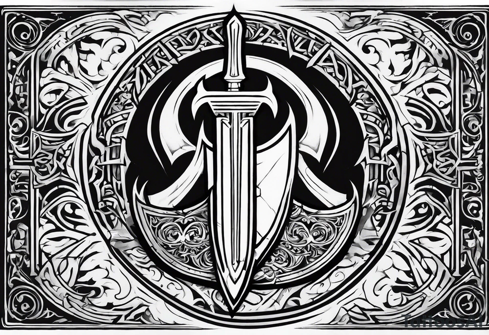 Valhalla stairs  sword shield tattoo idea