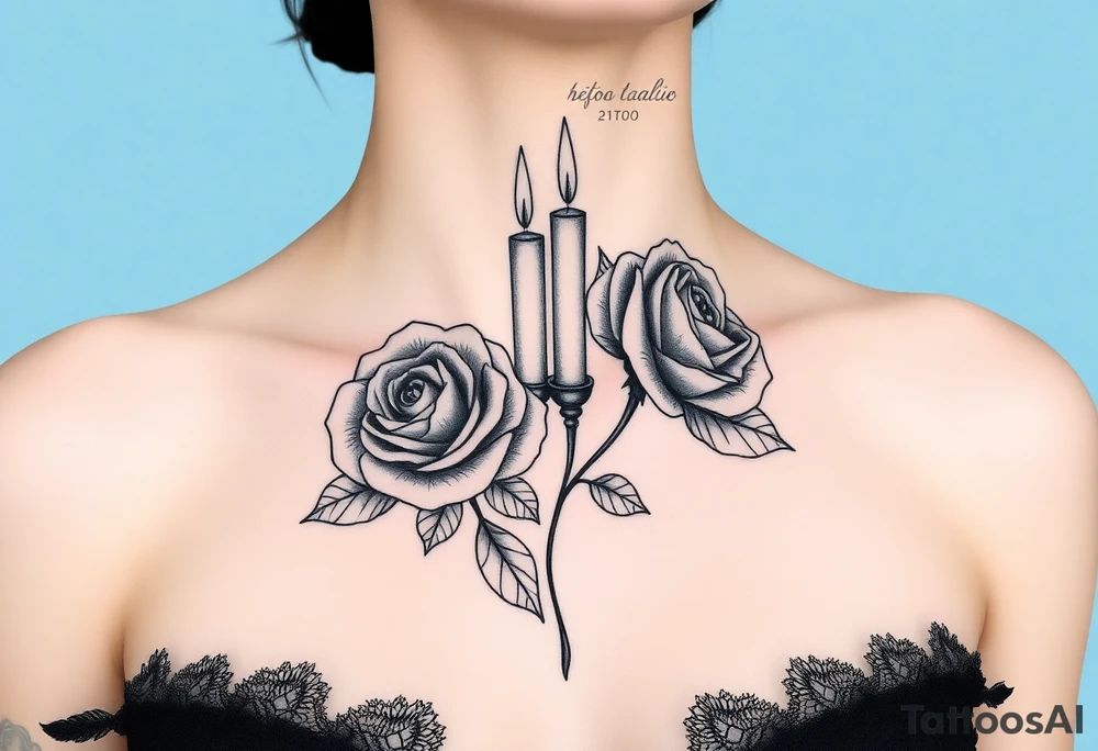 Blue, 2 roses, 2 candles, water tattoo idea