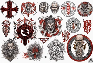 Nórdic runes Style yakuza full body tattoo idea