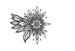 spiritual bold line feather indian mandala shaman tattoo idea