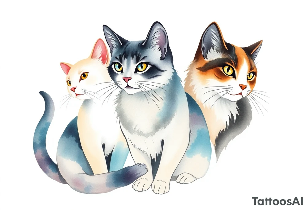 three cats tattoo idea