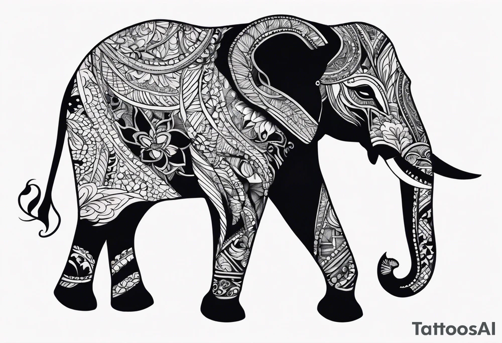 elephant with a trunk up tattoo idea