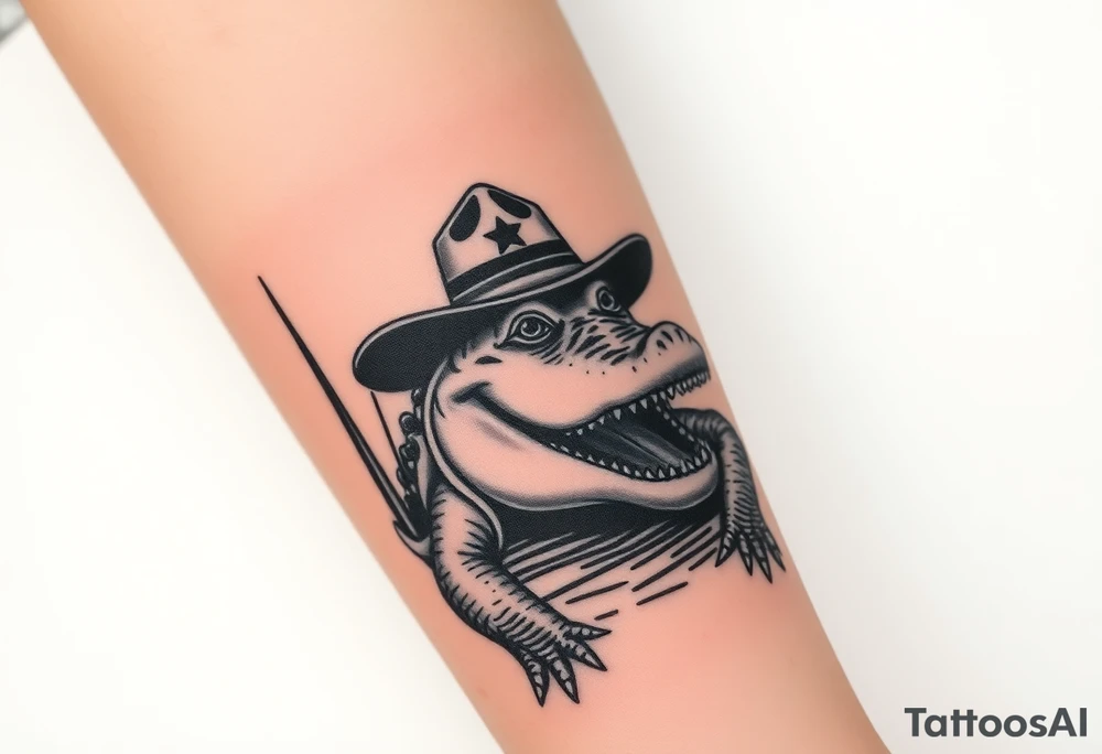 Sheriff alligator in the swamp tattoo idea