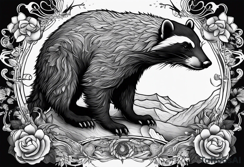 Beautiful honey badger tattoo idea