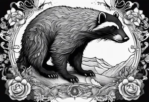 Beautiful honey badger tattoo idea
