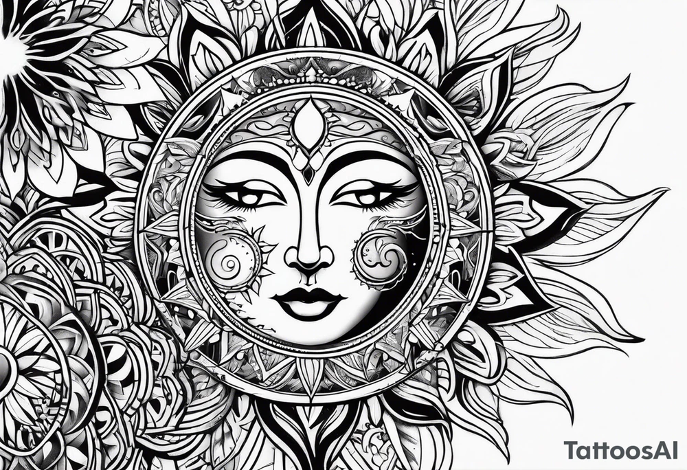 Sun and moon tattoo idea
