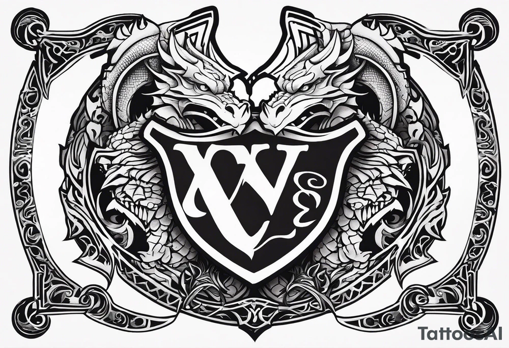 Valhalla shield  dragon sword tattoo idea