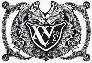 Valhalla shield  dragon sword tattoo idea