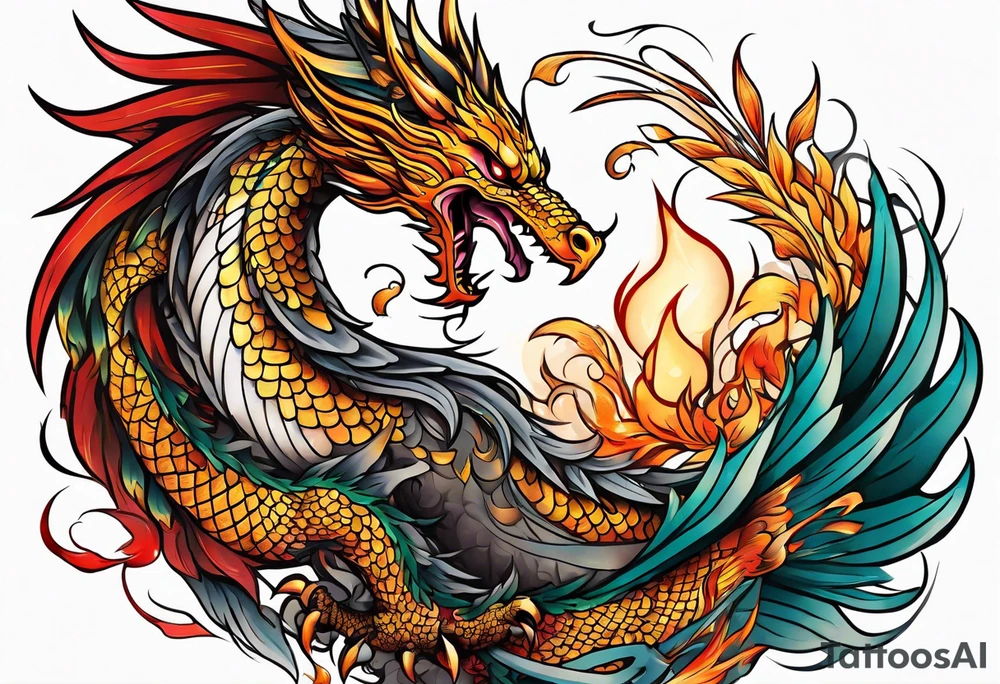 dragon and phoenix tattoo tattoo idea
