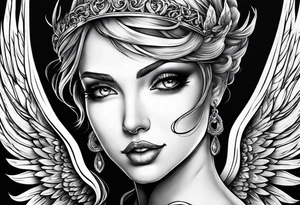 Angel with evil grin tattoo idea