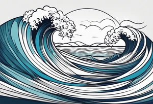 waves in ocean simple with boarder tattoo idea