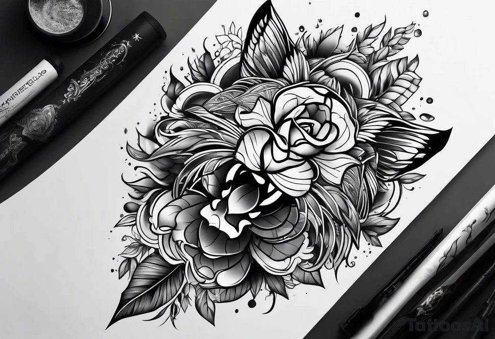 Thigh art tattoo idea