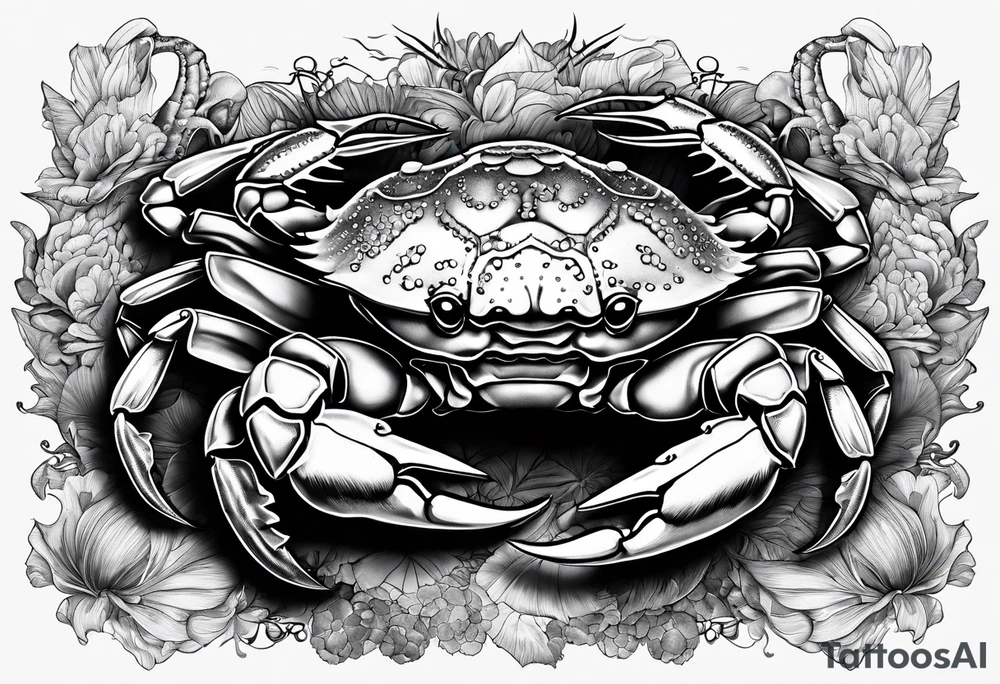 Crabs en blanco en negro con numero 69 tattoo idea