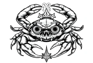A king crab with the cancer zodiac visual and Huge eyes anti gov tattoo idea