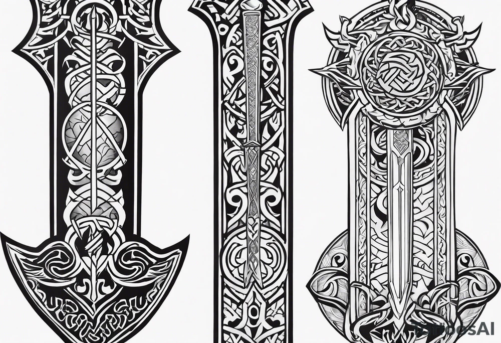Viking sword Valhalla dragon tattoo idea