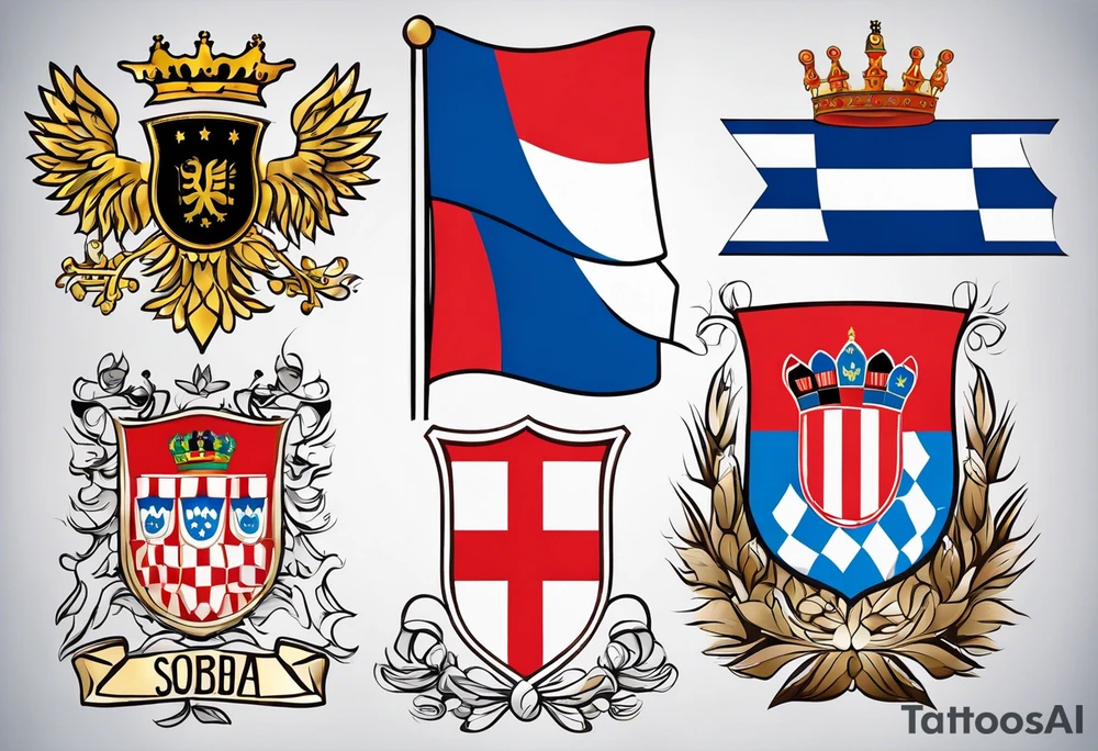 flags of croatia, serbia, slovenia tattoo idea