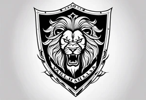 Valhalla shield sword lion tattoo idea