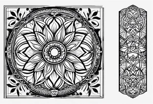 flower of life with henna pattern for sleeve tattoo idea