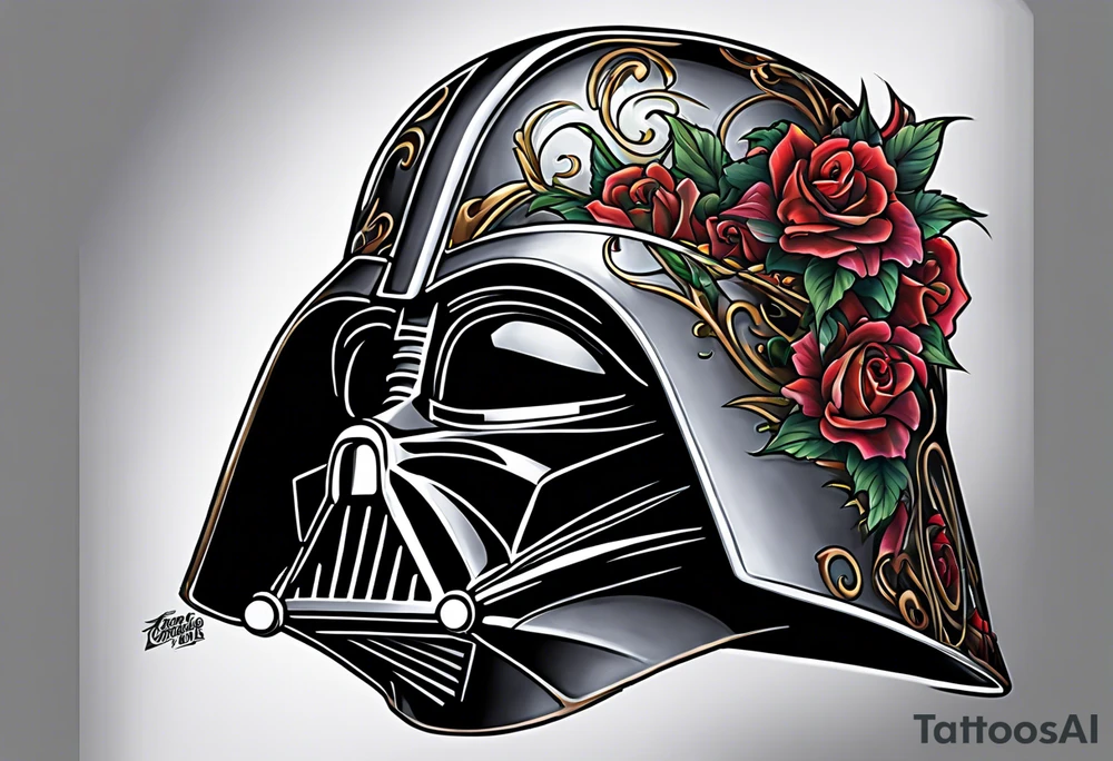 Zombie death vader helmet tattoo idea