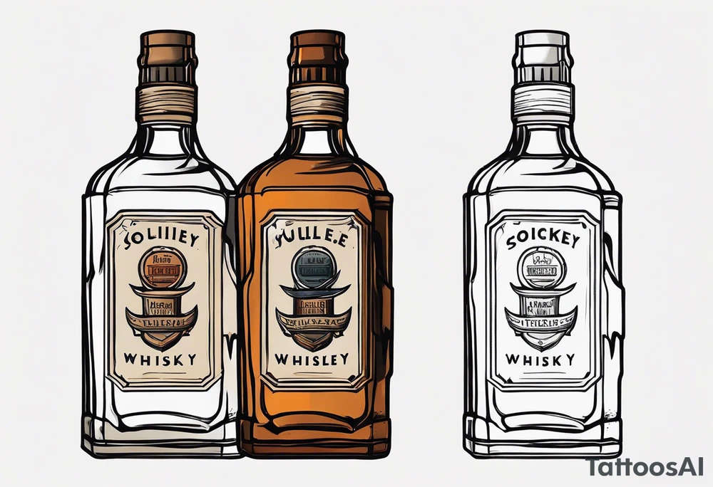 American traditional tattoo of square whiskey bottle tattoo idea