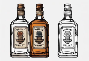 American traditional tattoo of square whiskey bottle tattoo idea