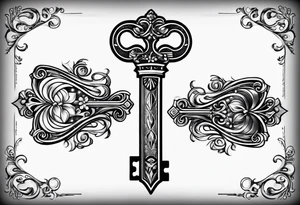 A vintage key tattoo idea