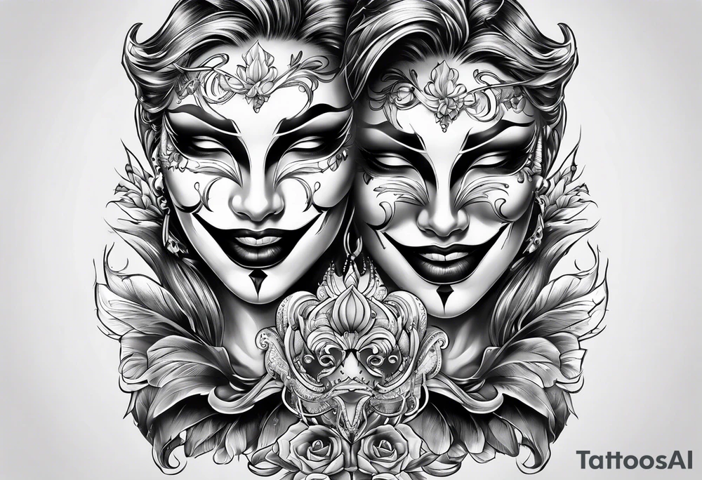 Tattoo Drama two Mask laugh and cry tattoo idea