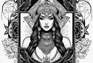 kali ma, alien goddess, valkrye, aries, pirate, divine feminine, zenza resonance, pachamama, lotus azul, blank panther, eagle, skull, 5D, nueva gaya, dna 12 tattoo idea