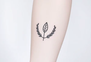 laurel branch with one leaf inverted, the inverted leaf is part of the branch and its inverted to show loss tattoo idea