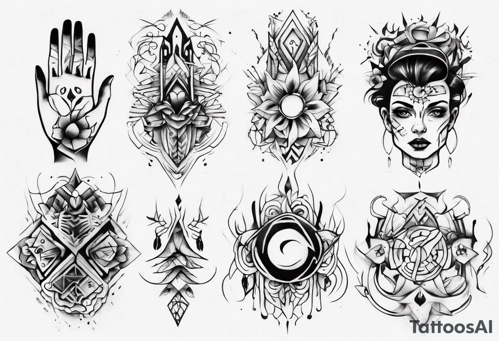 abstract tattoo on the hand tattoo idea