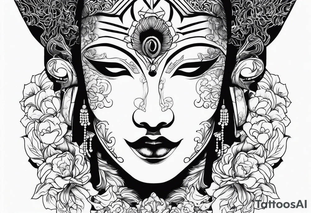 Japanese death mask tattoo idea
