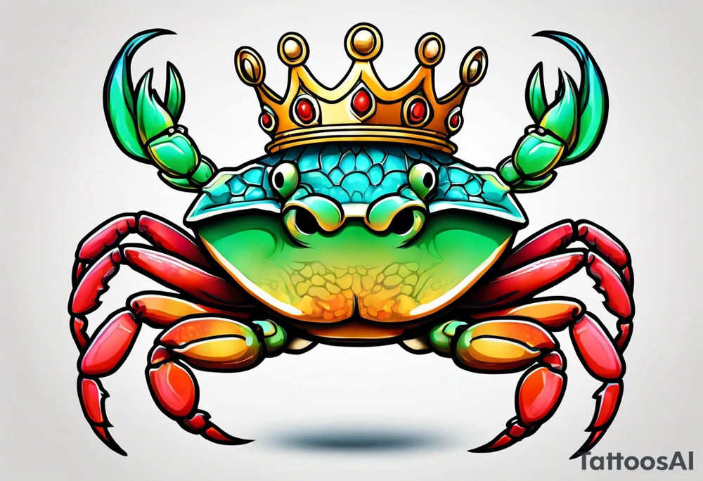 Crab wearing crown tattoo idea