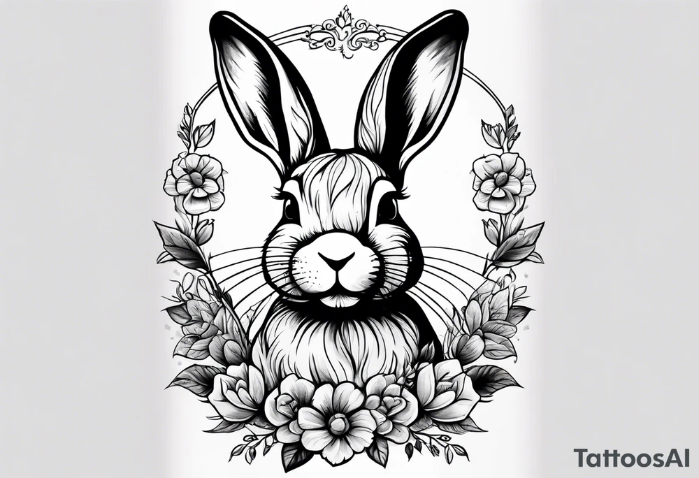Bunny rabbit with Kirsty R written underneath tattoo idea