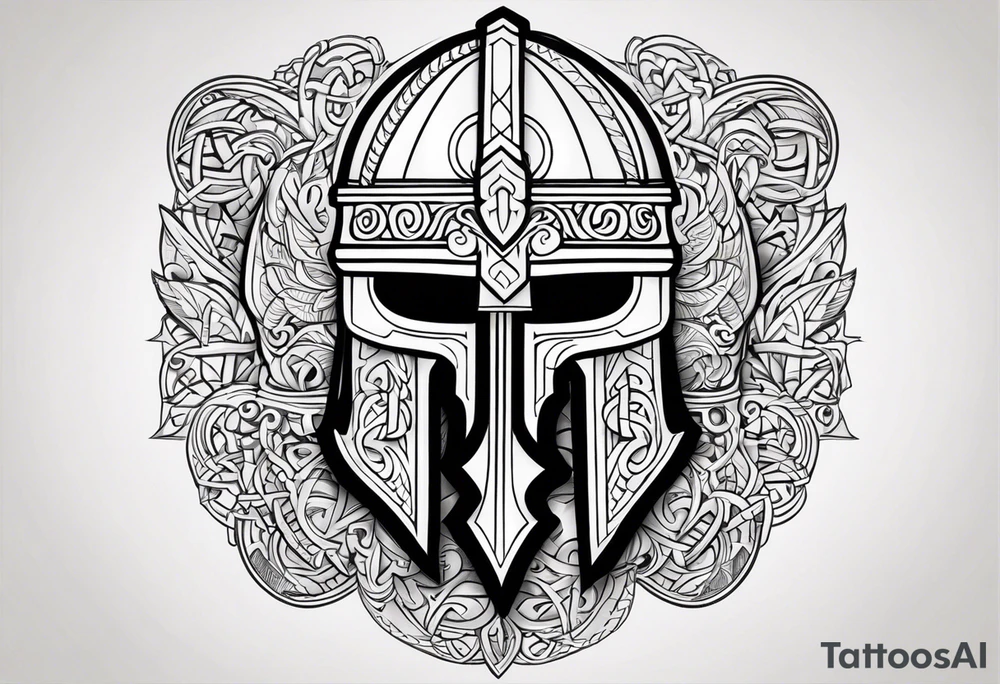 Valhalla viking helmet 
helmet tattoo idea