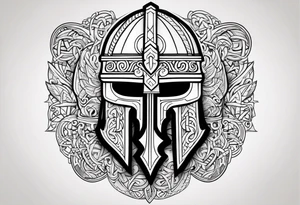 Valhalla viking helmet 
helmet tattoo idea