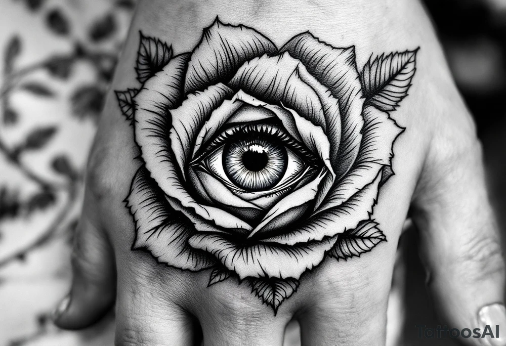 Eye of Providence inside a rose tattoo tattoo idea