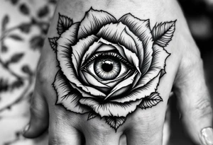 Eye of Providence inside a rose tattoo tattoo idea