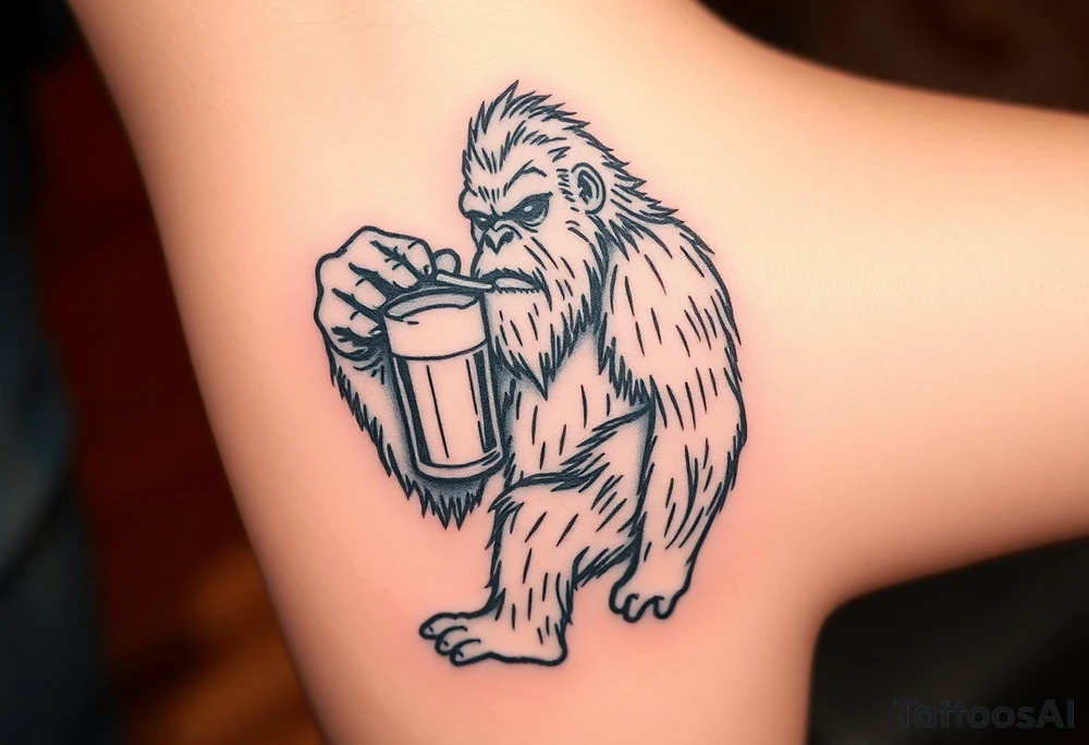 Bigfoot drinking a beer tattoo idea