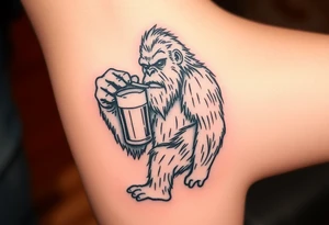 Bigfoot drinking a beer tattoo idea