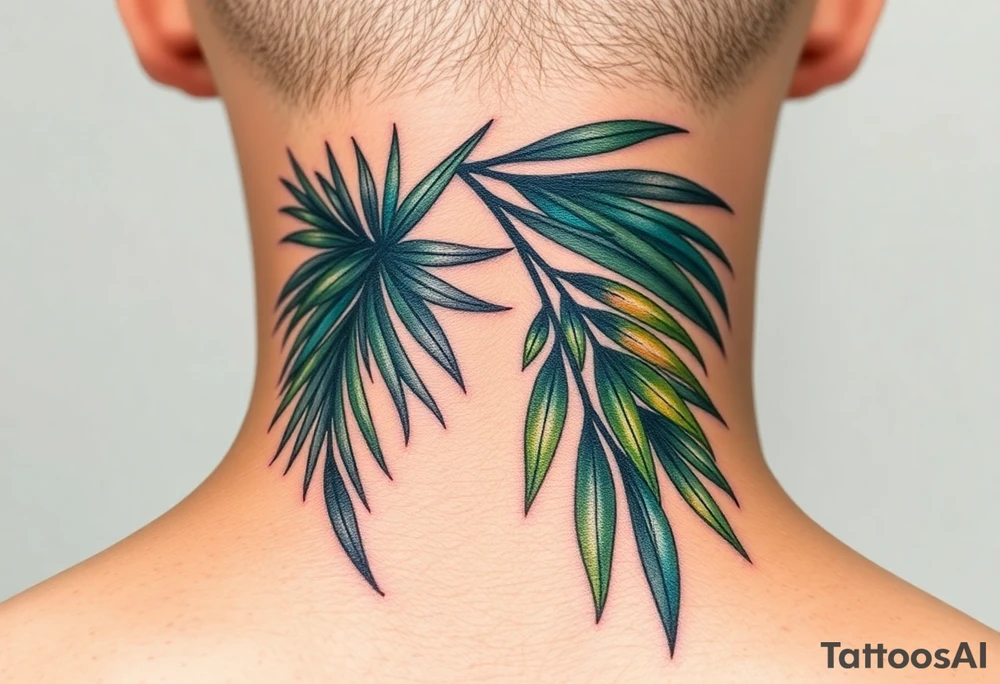 large woven palm leaves tattoo idea