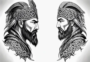 Celtic warrior full body side profile tattoo idea