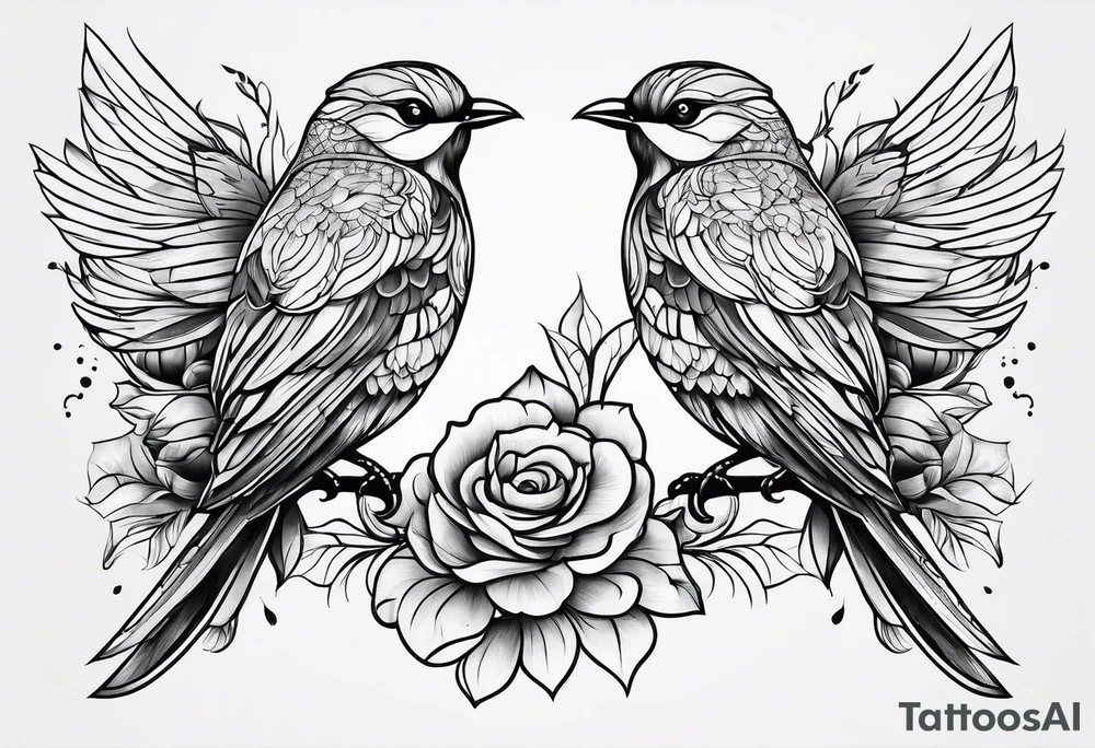 outline of two birds tattoo idea