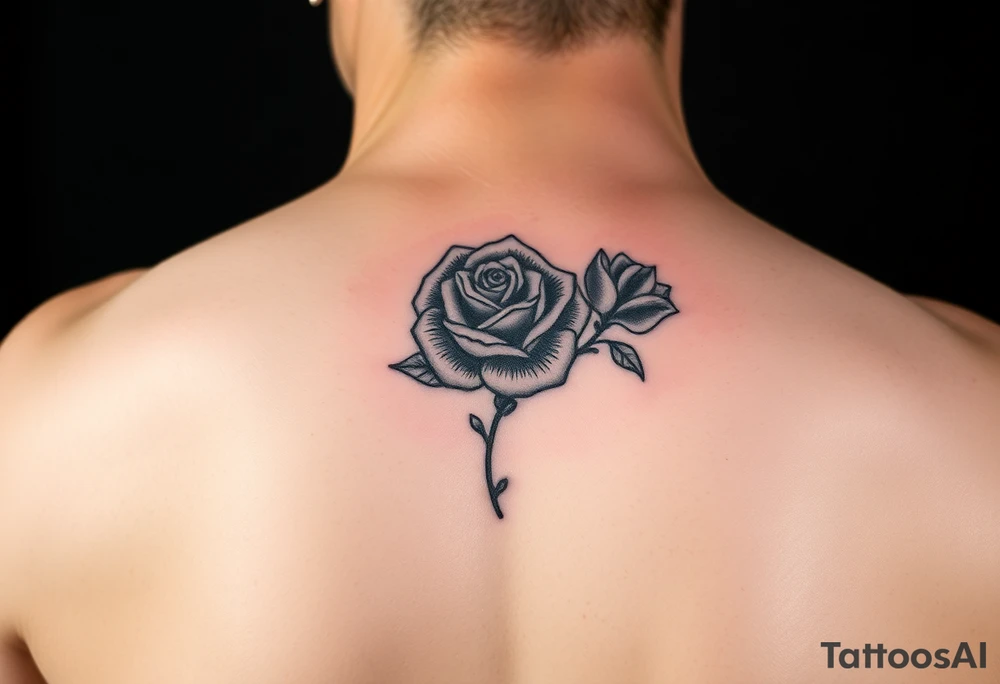 Edith tattoo with a cursive e with a rose half-sleeve tattoo idea