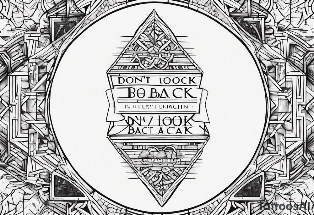 A tattoo with words only. The words are “Don’t look back” tattoo idea